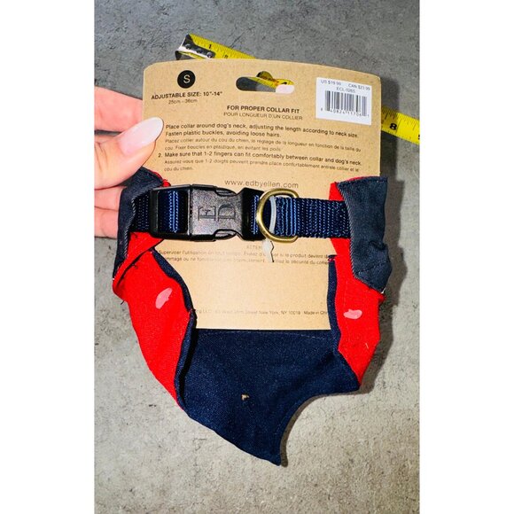 ED Ellen DeGeneres Love Script Bandana Dog Collar Size Small Red & Blue - Picture 5 of 6